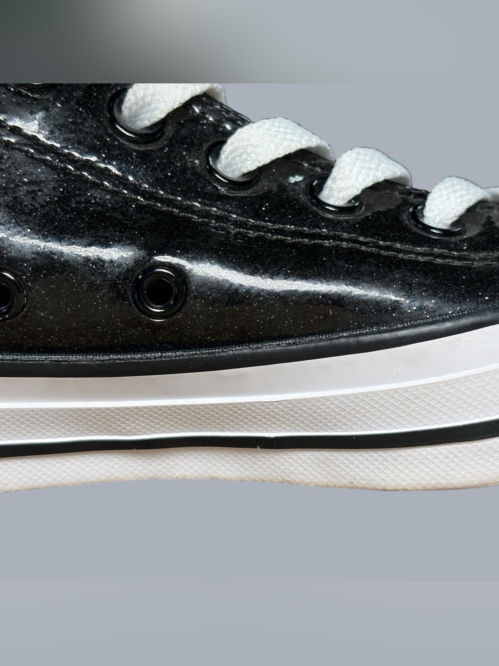 Converse Chuck Taylor All Star Black Glitter Patent Low Top Sneakers Women’s 9